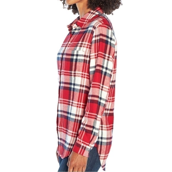 🎈Gap Ladies Boyfriend Candied Apple Plaid Relaxed Fit Flannel Shirt - Picture 3 of 6